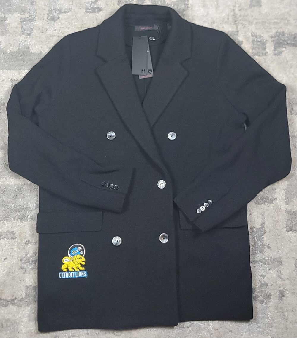 NWT GREYSON Shepherd Womens LIONS Black Wool Double Breasted Sweater/Blazer Sz S